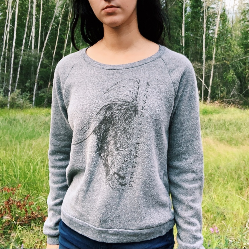 “Alaska Keep it Wild” Grey Muskox Sweatshirt